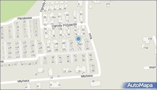 Warszawa, Piknikowa, 175, mapa Warszawy