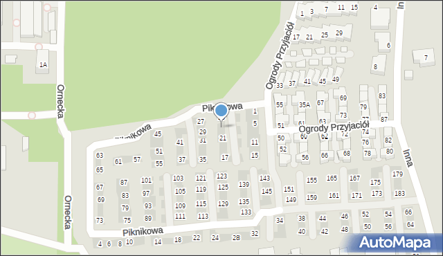 Warszawa, Piknikowa, 23, mapa Warszawy