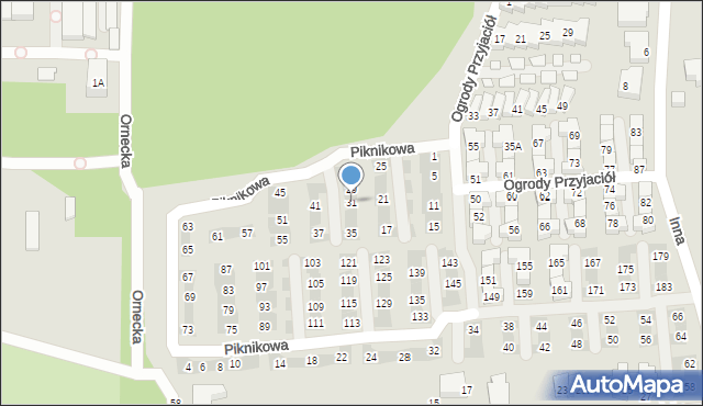 Warszawa, Piknikowa, 31, mapa Warszawy