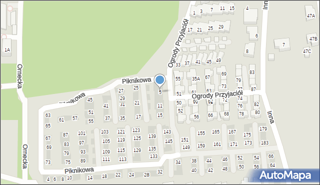 Warszawa, Piknikowa, 5, mapa Warszawy