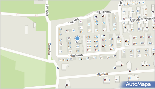 Warszawa, Piknikowa, 95, mapa Warszawy