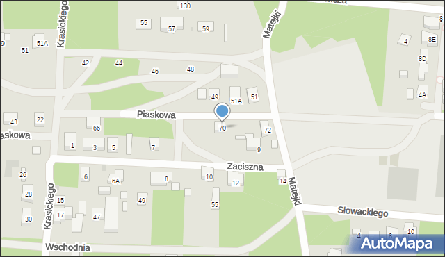 Warszawa, Piaskowa, 70, mapa Warszawy