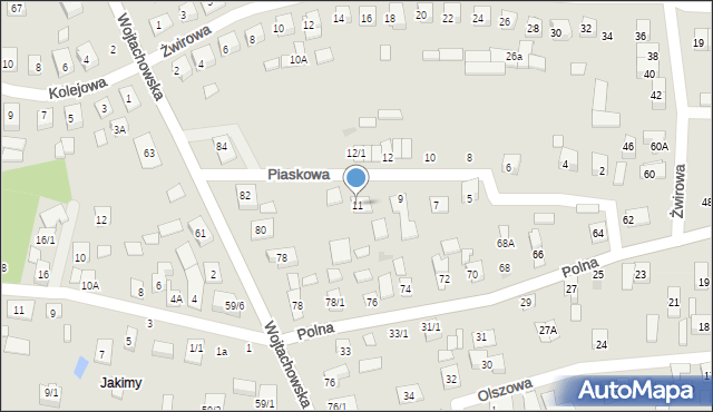 Wasilków, Piaskowa, 11, mapa Wasilków