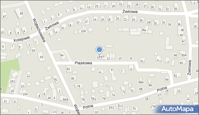 Wasilków, Piaskowa, 12/1, mapa Wasilków