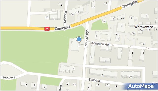 Werbkowice, Piłsudskiego Józefa, marsz., 2, mapa Werbkowice