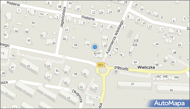Wieliczka, Piłsudskiego Józefa, marsz., 72, mapa Wieliczka