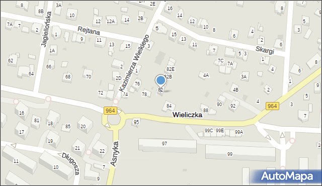 Wieliczka, Piłsudskiego Józefa, marsz., 82A, mapa Wieliczka