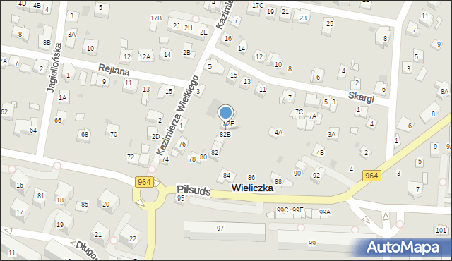 Wieliczka, Piłsudskiego Józefa, marsz., 82F, mapa Wieliczka