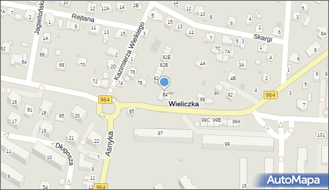 Wieliczka, Piłsudskiego Józefa, marsz., 84, mapa Wieliczka