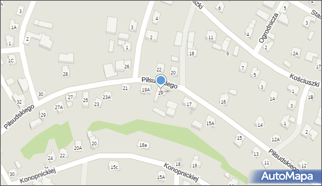 Wilamowice, Piłsudskiego Józefa, marsz., 19, mapa Wilamowice