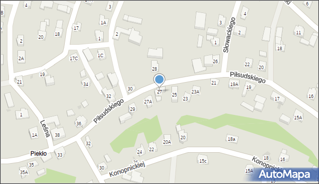 Wilamowice, Piłsudskiego Józefa, marsz., 27, mapa Wilamowice