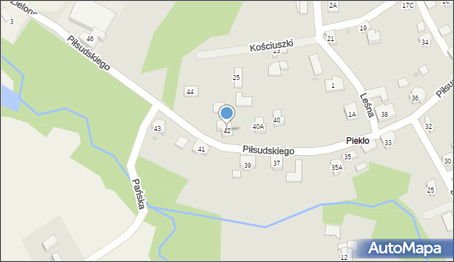 Wilamowice, Piłsudskiego Józefa, marsz., 42, mapa Wilamowice