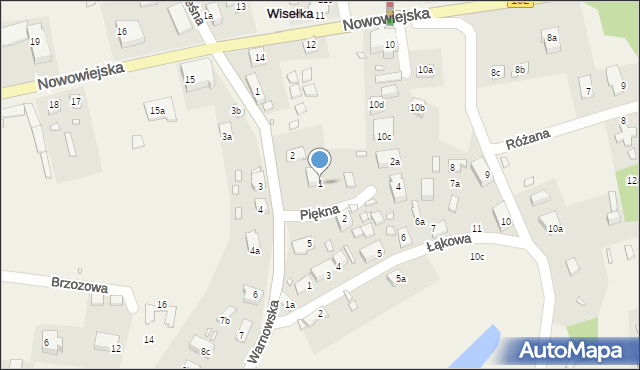 Wisełka, Piękna, 1, mapa Wisełka