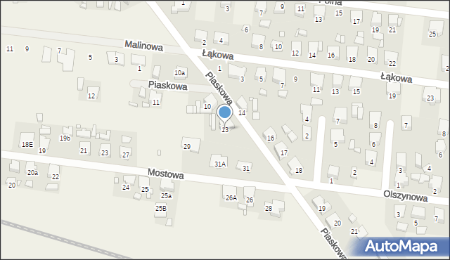 Witaszyce, Piaskowa, 13, mapa Witaszyce