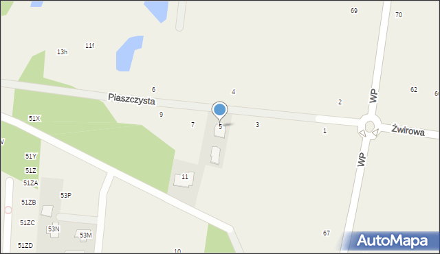 Władysławów, Piaszczysta, 5, mapa Władysławów