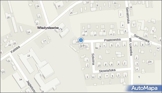 Władysławów, Piastowska, 13, mapa Władysławów