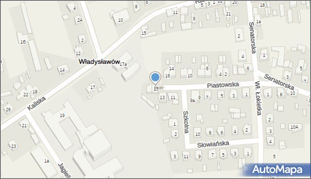 Władysławów, Piastowska, 15, mapa Władysławów