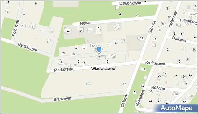 Władysławów, Pigwowa, 5, mapa Władysławów