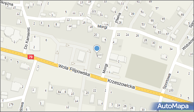 Wola Filipowska, Piwna, 3, mapa Wola Filipowska