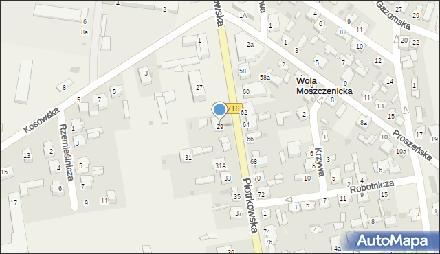 Wola Moszczenicka, Piotrkowska, 29, mapa Wola Moszczenicka