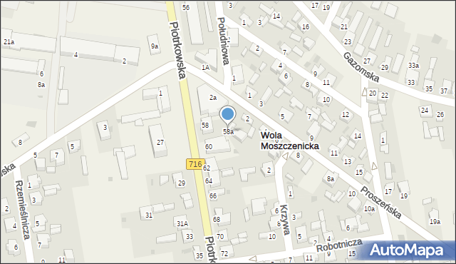 Wola Moszczenicka, Piotrkowska, 58a, mapa Wola Moszczenicka