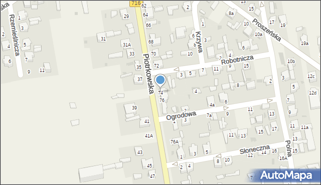 Wola Moszczenicka, Piotrkowska, 74, mapa Wola Moszczenicka