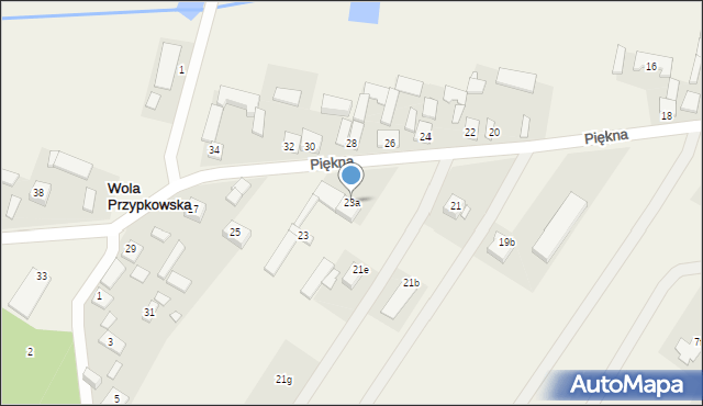 Wola Przypkowska, Piękna, 23a, mapa Wola Przypkowska