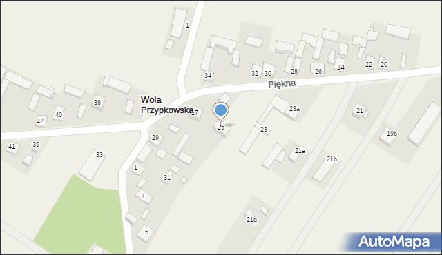 Wola Przypkowska, Piękna, 25, mapa Wola Przypkowska