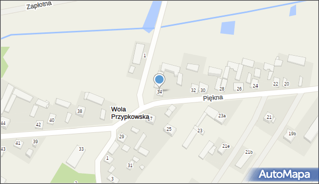 Wola Przypkowska, Piękna, 34, mapa Wola Przypkowska