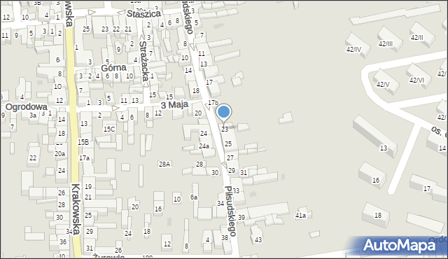 Wolbrom, Piłsudskiego Józefa, marsz., 23, mapa Wolbrom