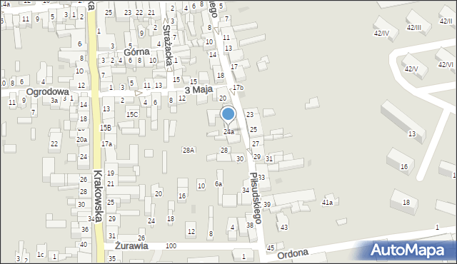 Wolbrom, Piłsudskiego Józefa, marsz., 24a, mapa Wolbrom