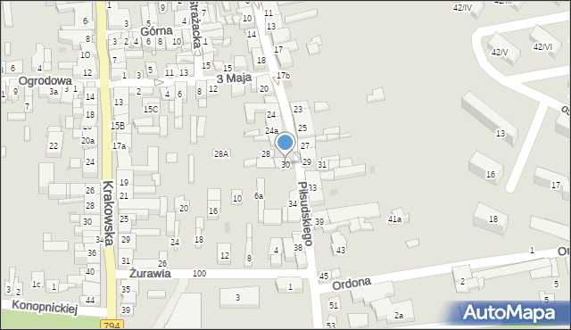 Wolbrom, Piłsudskiego Józefa, marsz., 30, mapa Wolbrom