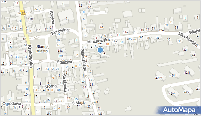 Wolbrom, Piłsudskiego Józefa, marsz., 3a, mapa Wolbrom