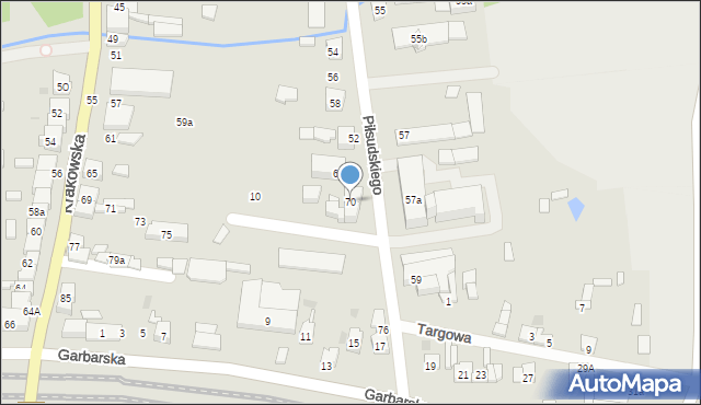 Wolbrom, Piłsudskiego Józefa, marsz., 70, mapa Wolbrom