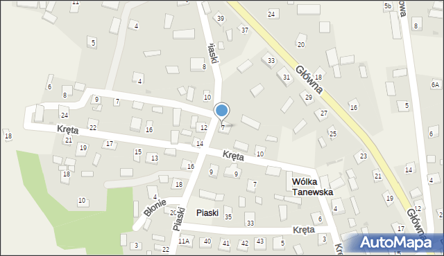 Wólka Tanewska, Piaski, 7, mapa Wólka Tanewska