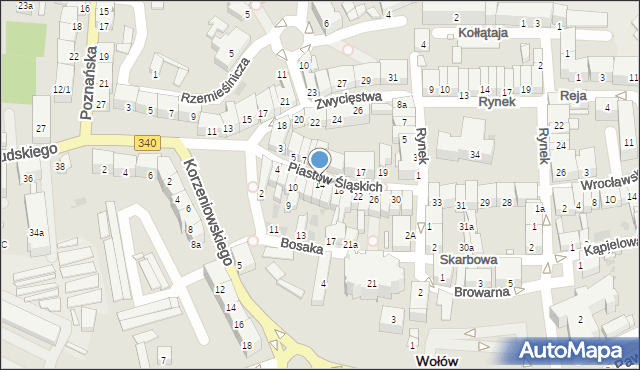 Wołów, Piastów Śląskich, 14, mapa Wołów