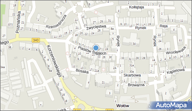 Wołów, Piastów Śląskich, 20, mapa Wołów