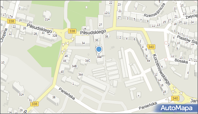 Wołów, Piłsudskiego Józefa, marsz., 34a, mapa Wołów