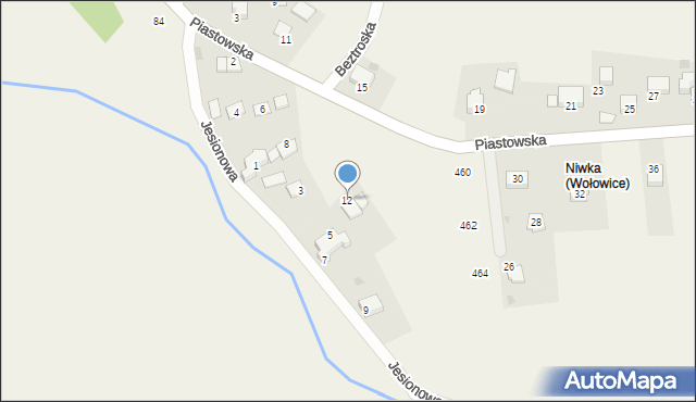 Wołowice, Piastowska, 12, mapa Wołowice