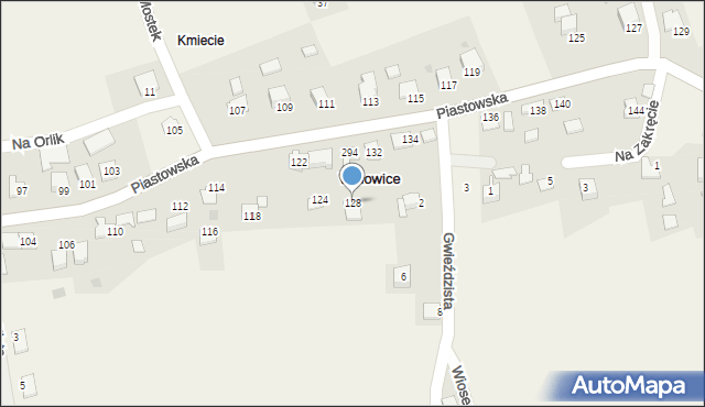 Wołowice, Piastowska, 128, mapa Wołowice