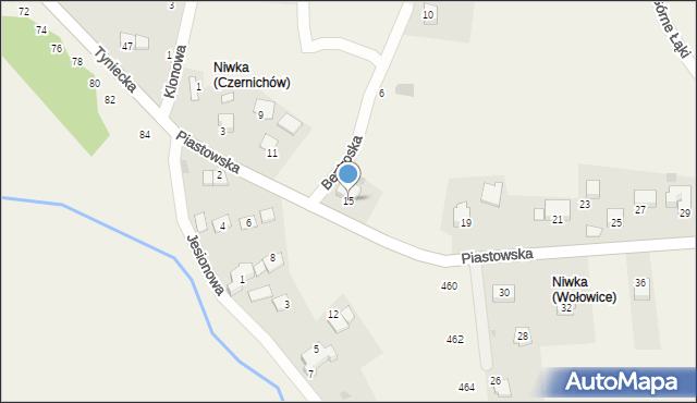 Wołowice, Piastowska, 15, mapa Wołowice