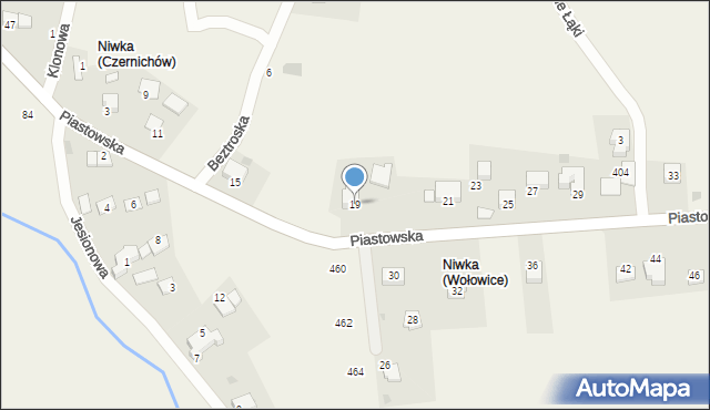 Wołowice, Piastowska, 19, mapa Wołowice