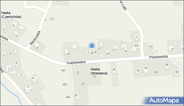 Wołowice, Piastowska, 21, mapa Wołowice