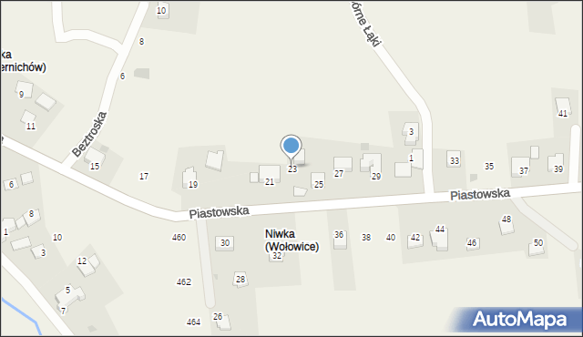 Wołowice, Piastowska, 23, mapa Wołowice