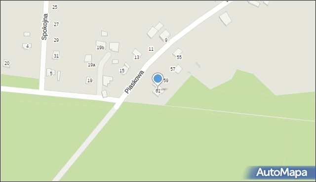 Woźniki, Piaskowa, 61, mapa Woźniki