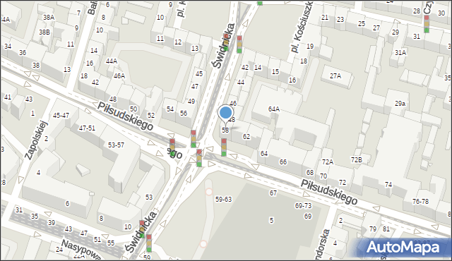 Wrocław, Piłsudskiego Józefa, marsz., 58, mapa Wrocławia