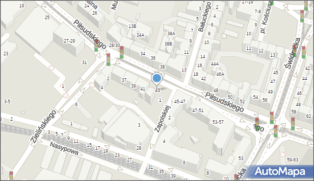 Wrocław, Piłsudskiego Józefa, marsz., 43, mapa Wrocławia