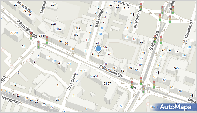 Wrocław, Piłsudskiego Józefa, marsz., 42, mapa Wrocławia