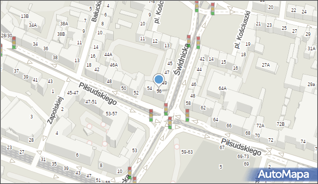 Wrocław, Piłsudskiego Józefa, marsz., 56, mapa Wrocławia