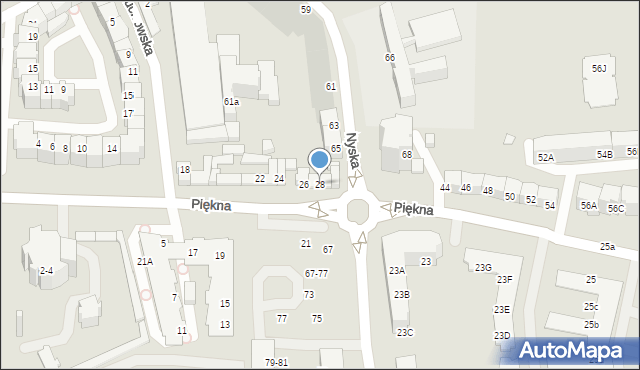 Wrocław, Piękna, 28, mapa Wrocławia